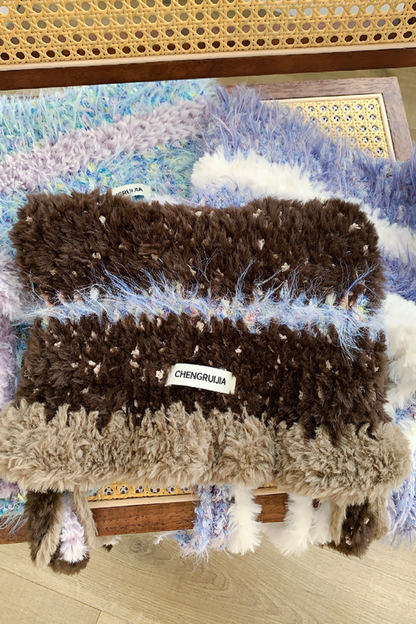 Cat Ear Fur Face Protector Knit Hat