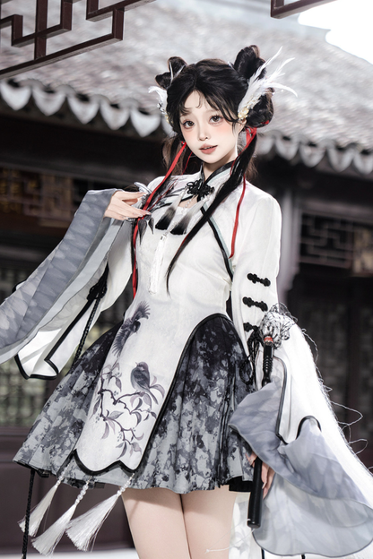 Chinese Big Sleeve Cape + Shirt + Long Skirt + Waist Belt + Chinese Top + Skirt + Camisole Dress + Leg Warmers