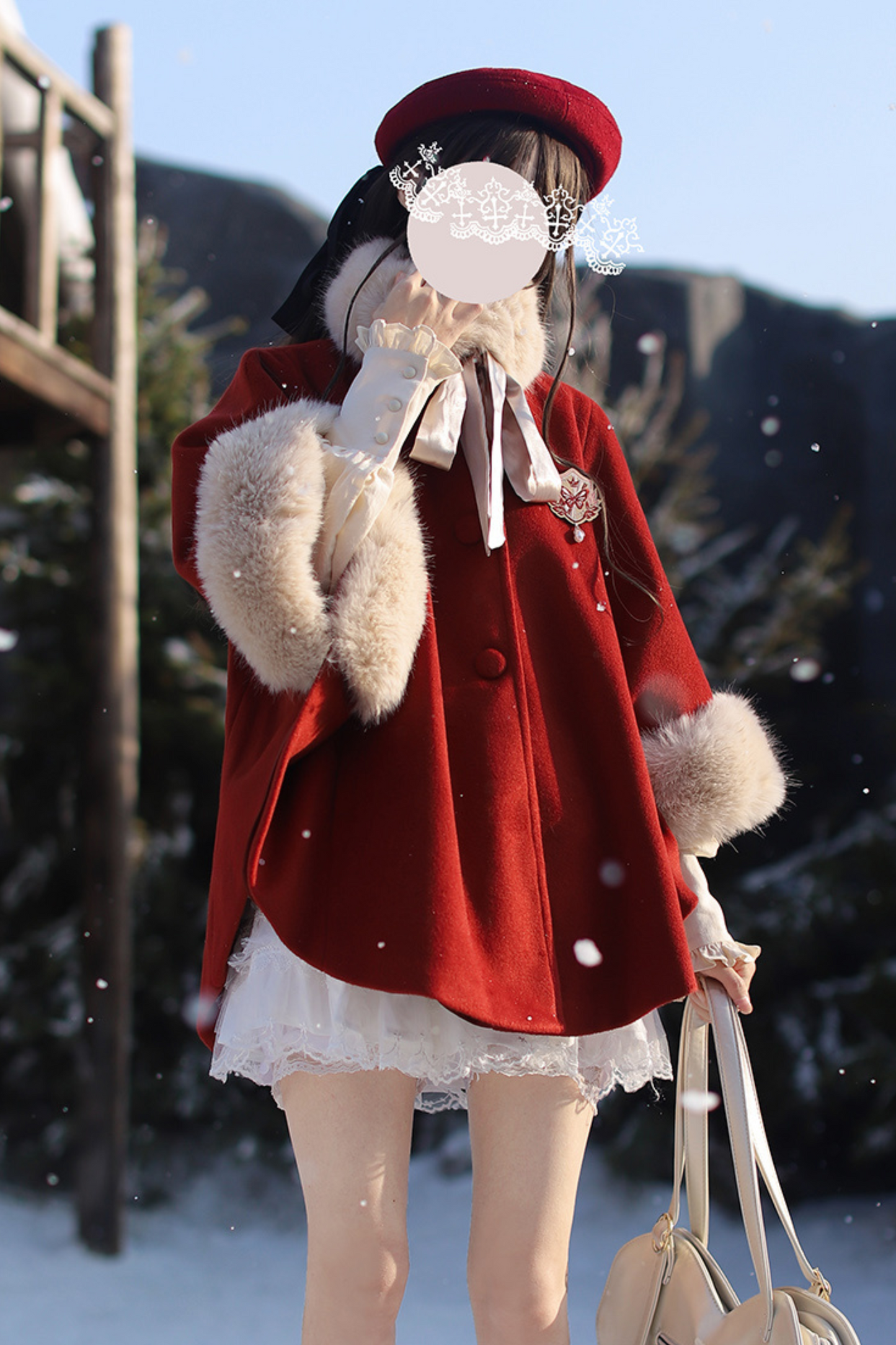 [pre-order] Sweet Cape Coat + Shirt + Wool Beret + Badge