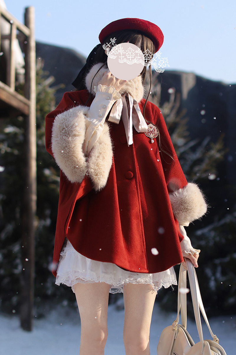 [pre-order] Sweet Cape Coat + Shirt + Wool Beret + Badge