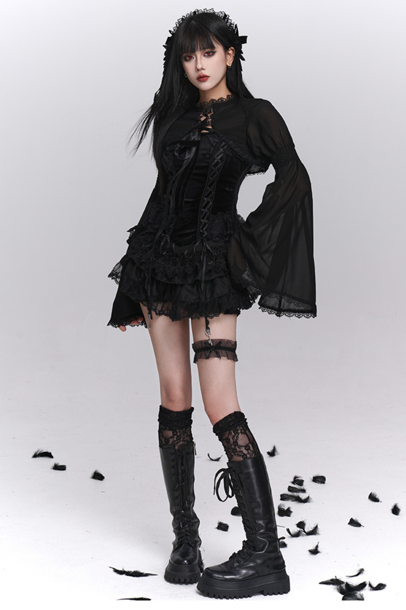 Ghost Girl Gothic Puffy Skirt + Camisole + Short Outer