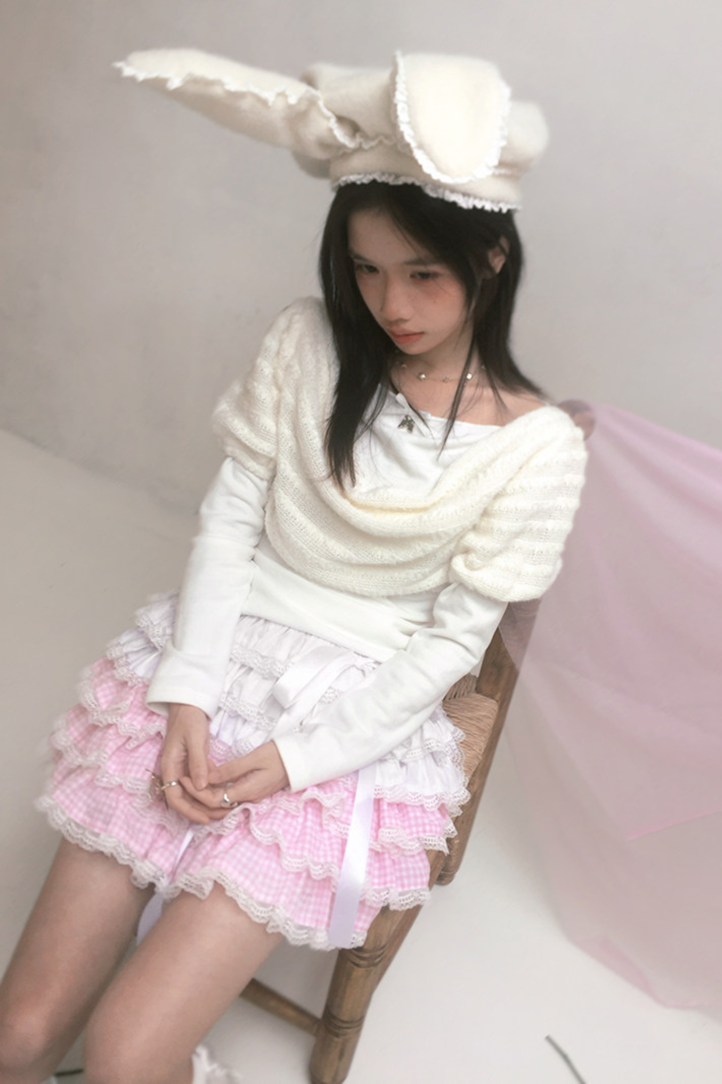 Lace Rabbit Ears Beret