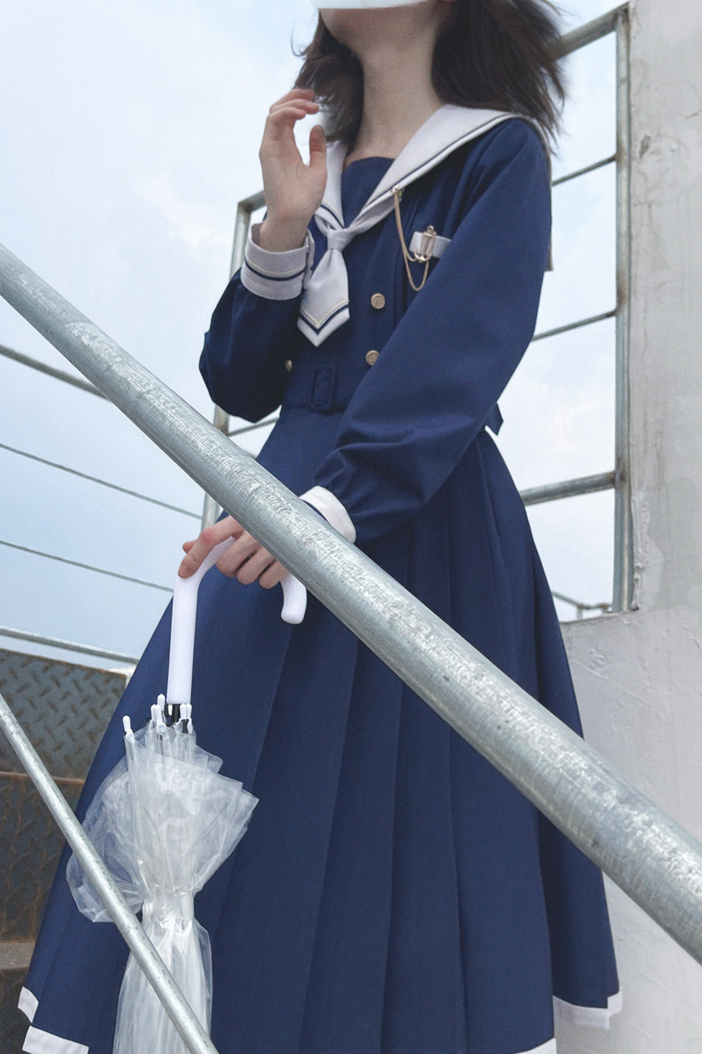 Retro College Sweet Sailor Dress + Tie + Brooch