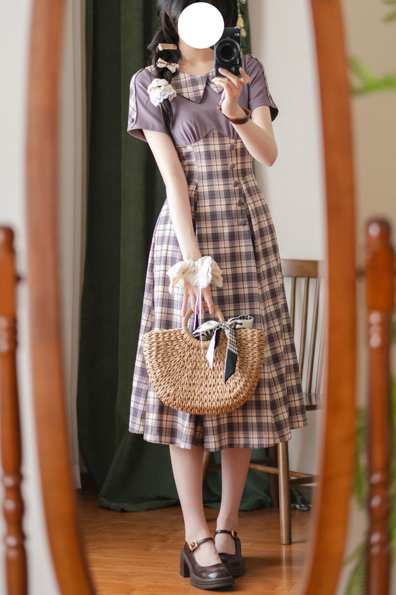 Retro Plaid Lolita Dress