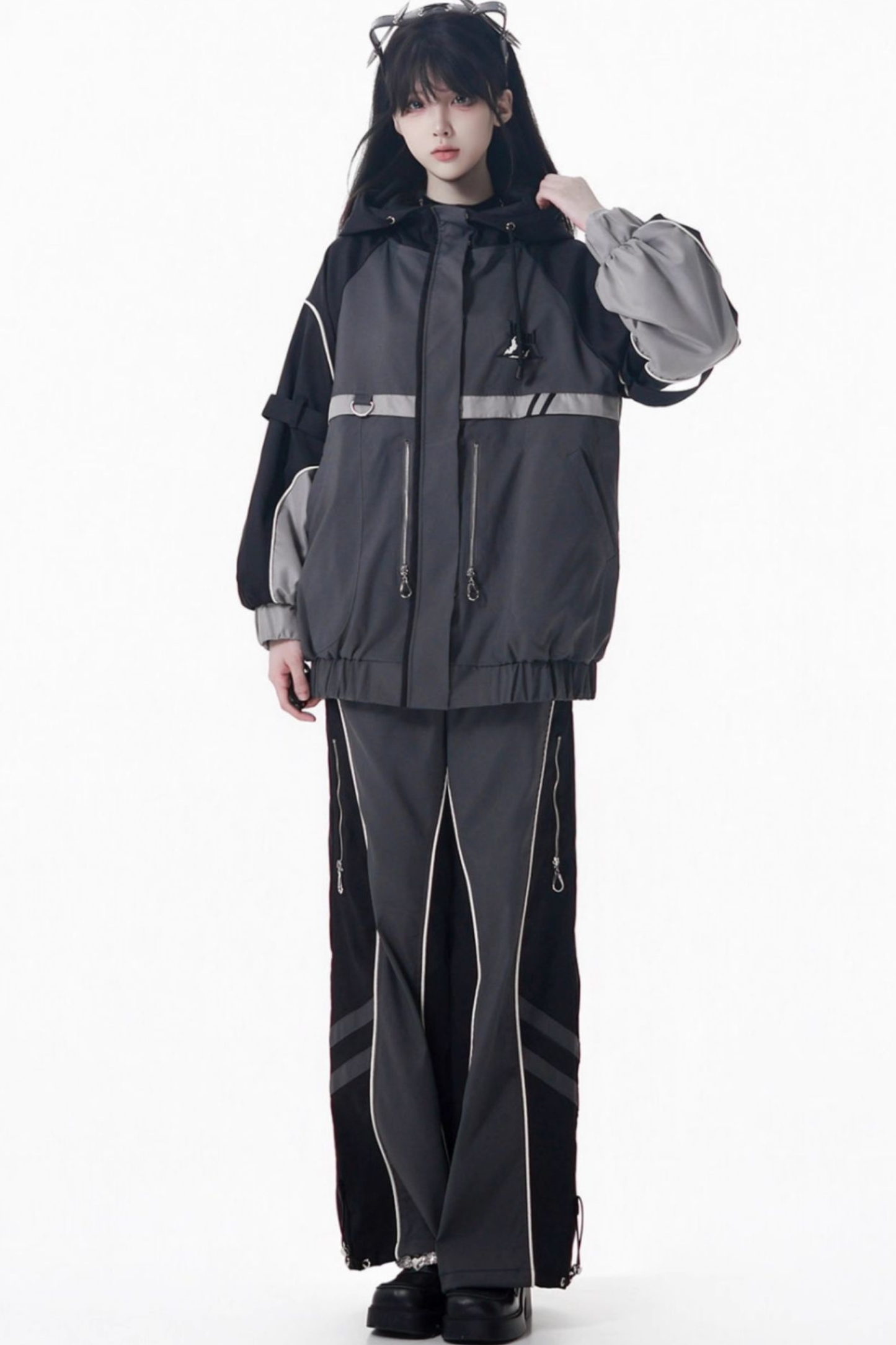 Mode Style Dark Jacket + Long Pants + Skirt + Leg Warmers