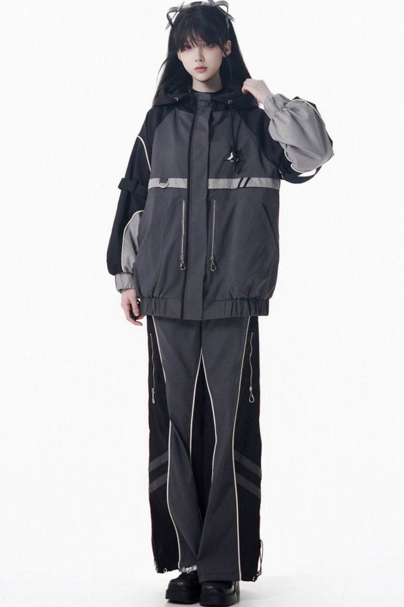 Mode Style Dark Jacket + Long Pants + Skirt + Leg Warmers