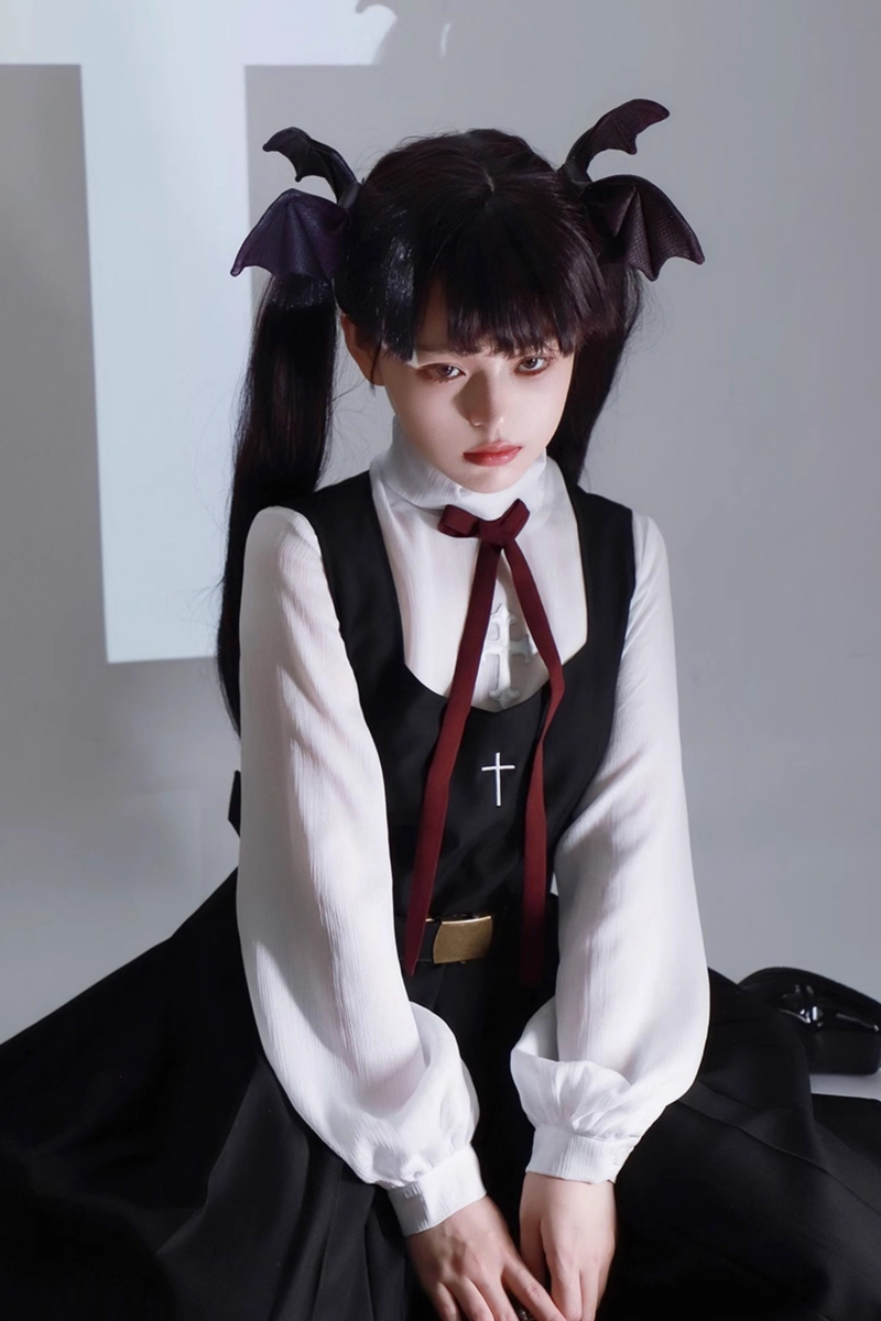 Gothic School Mantle + Top + Vest Dress