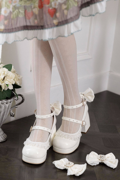 Polka Dot Lolita Ribbon High Heels