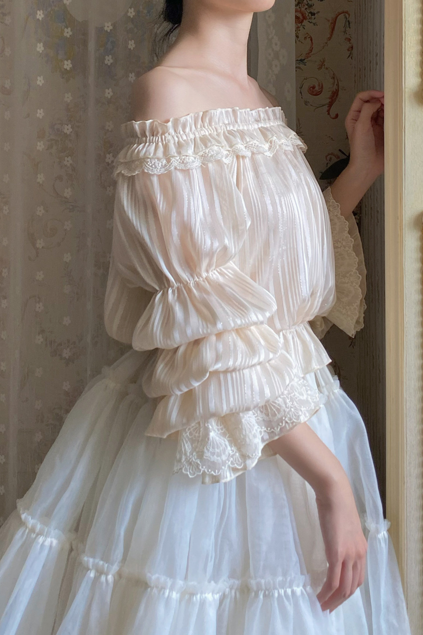 Chiffon Off Shoulder Sheer Top