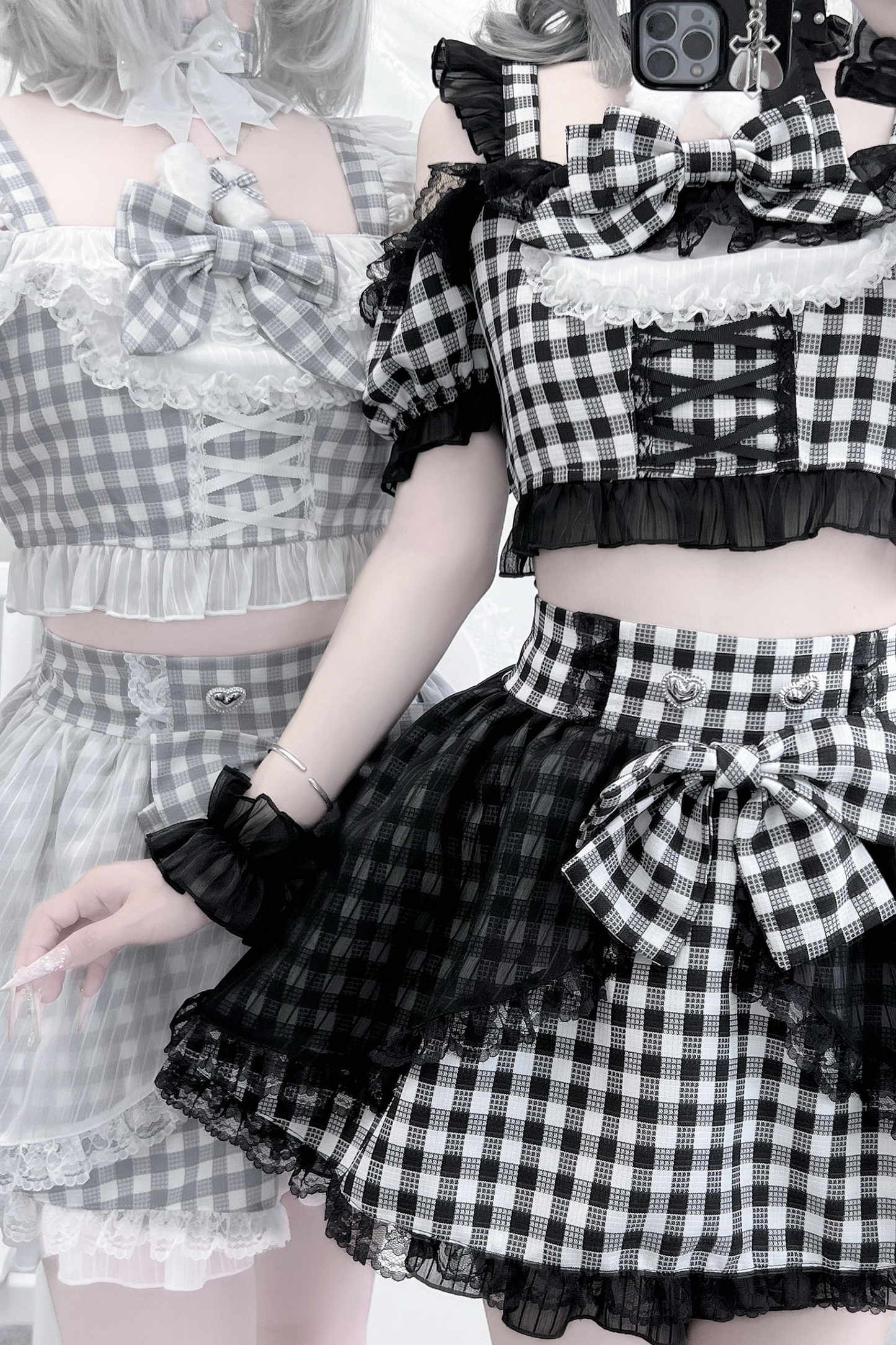Underground Idol Plaid Matching Set