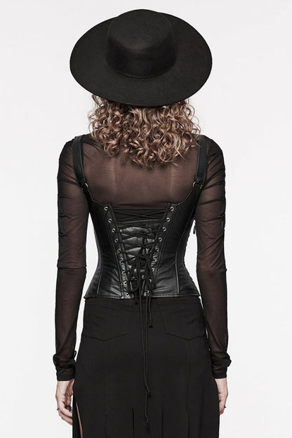 Black Stitching Lace Lace-up Underbust Gothic Corset