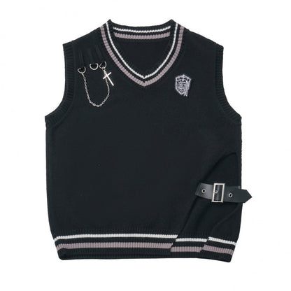 Dark Knight College Vest + Shirt + Suspender Skirt + Pants + Tie