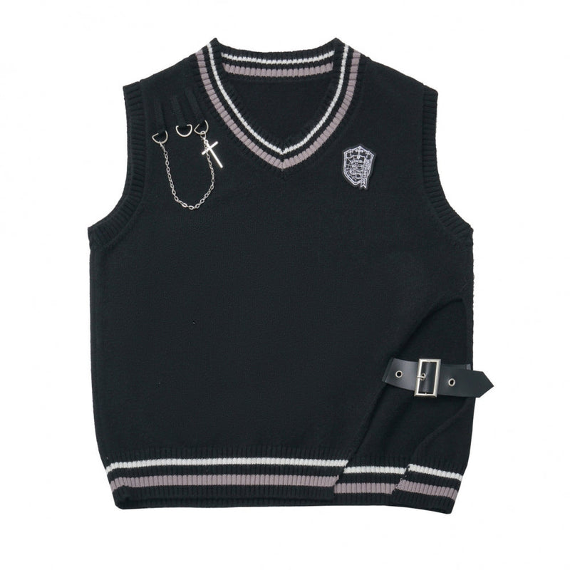 Dark Knight College Vest + Shirt + Suspender Skirt + Pants + Tie