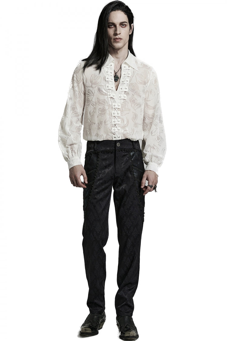 Piranha Print Lapel Collar Long Sleeves Gothic Blouse 2 Colors