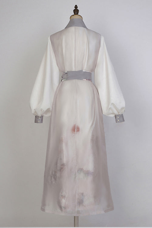 Beige Original Chinese Style Ink Printing Classic Lolita Hanfu Dress Full Set