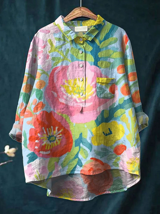 Women's Watercolor Flowers Art Print T-shirt elevenforest