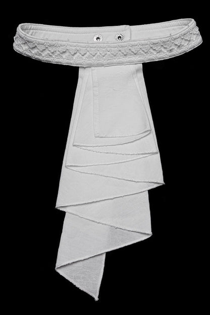 White Lapel Collar Long Puff Sleeves Gothic Blouse With Detachable Necktie White