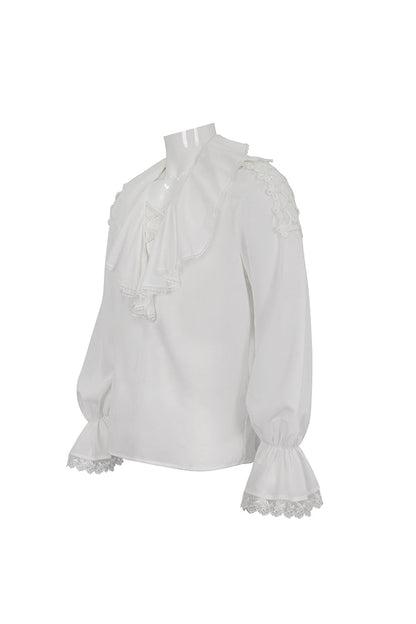 White Ruffled Collar Puff Sleeved Gothic Shirt