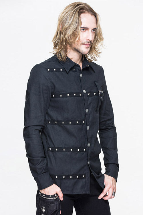 Black Cotton Long Sleeves Punk Blouse