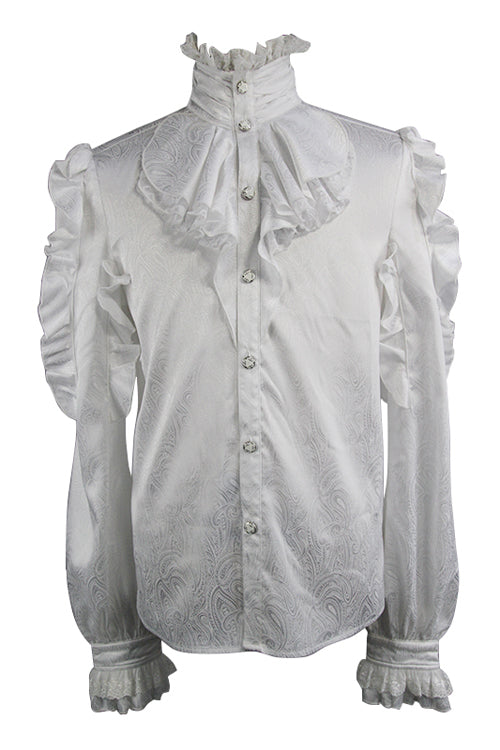 White Vampire Ruffled Sleeves Gothic Blouse
