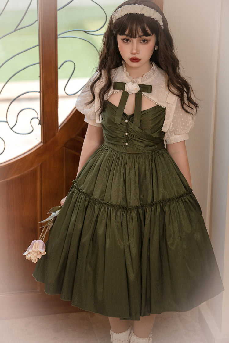 Dark Green Noble Retro Country Poetry Classic Lolita Dress