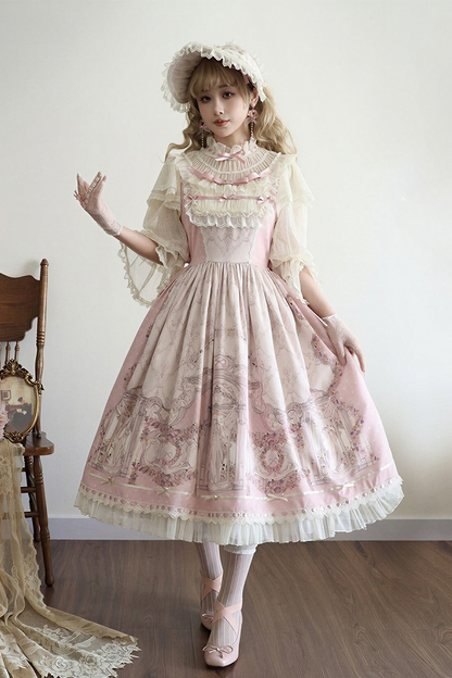 [pre-order Deadline: April 26] Rococo Lace Pink Classic Lolita Dress + Apron + Bonnet