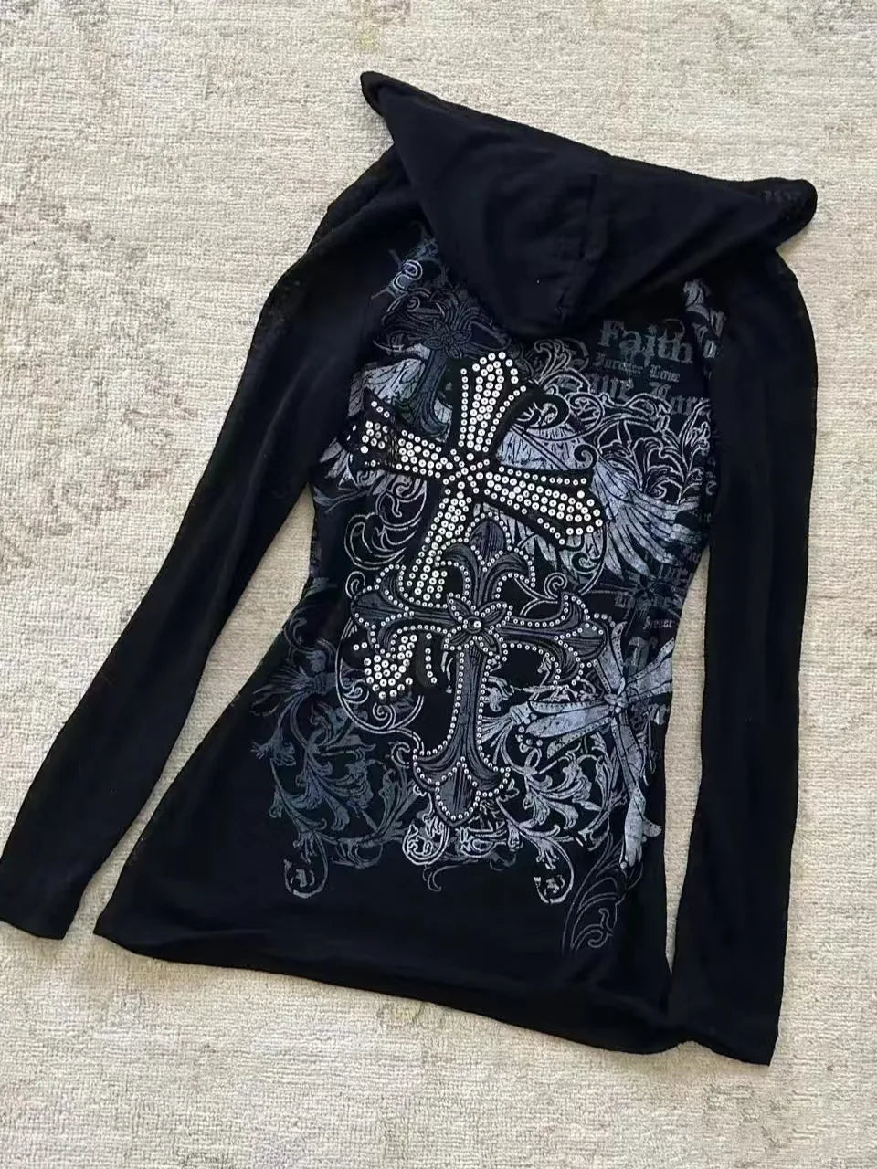 Gothic Hooded Pullover Black