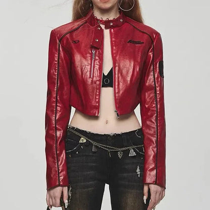 Motorcycle Leather Jacket Red