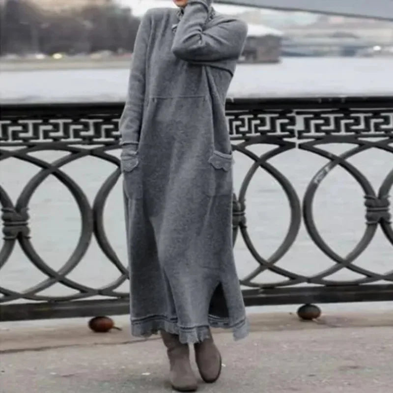 Winter Hooded Dress Black
