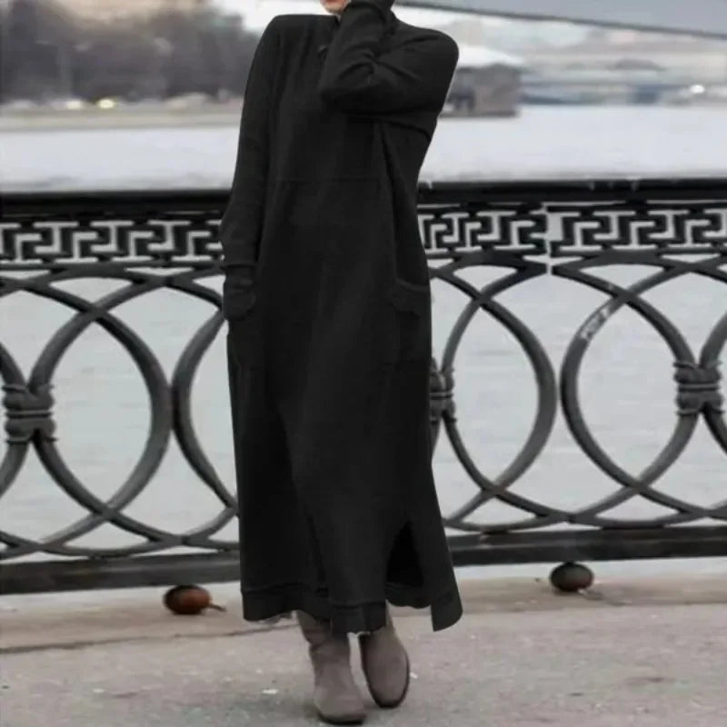 Winter Hooded Dress Black