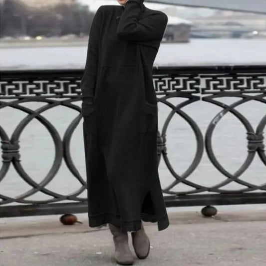 Winter Hooded Dress Black