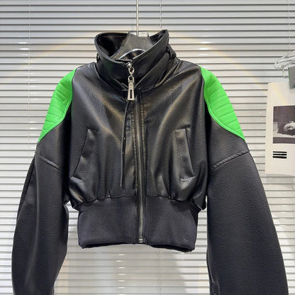 Short Leather Jacket Black