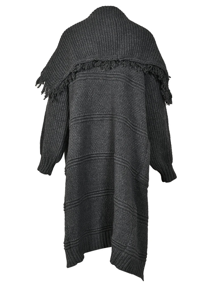 Long Knitted Cardigan Gray