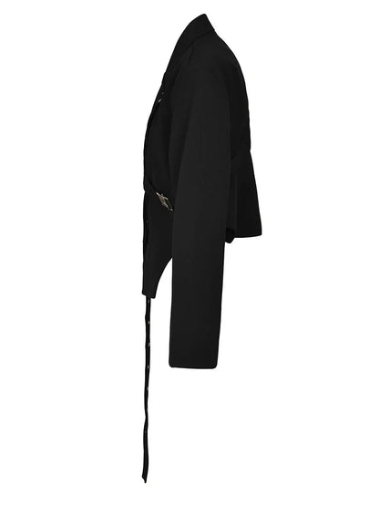 Cropped Belted Blazer Black