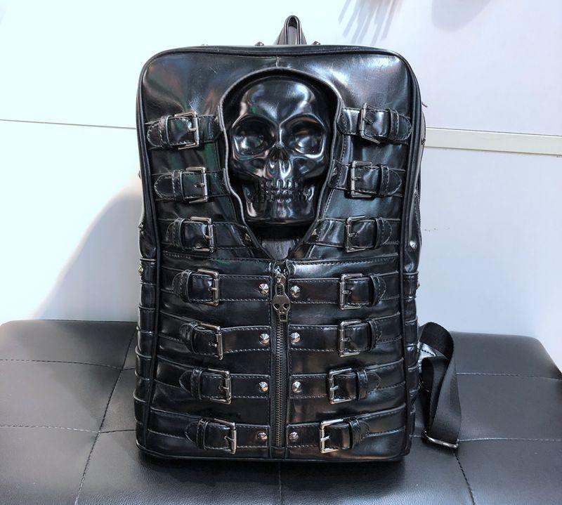 Skull Leather Backpack