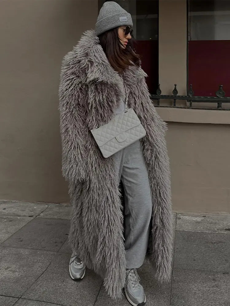 Fluffy Overcoat Gray