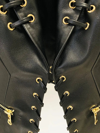 Rope Lacing Leather Jacket