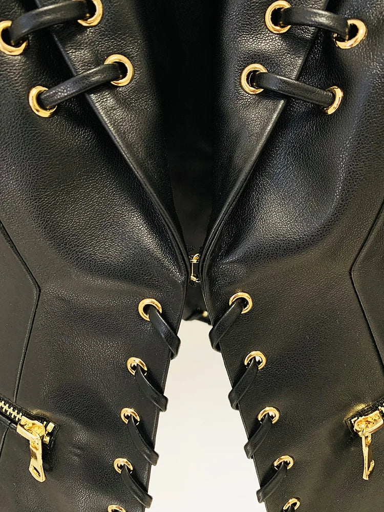 Rope Lacing Leather Jacket