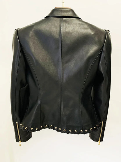 Rope Lacing Leather Jacket