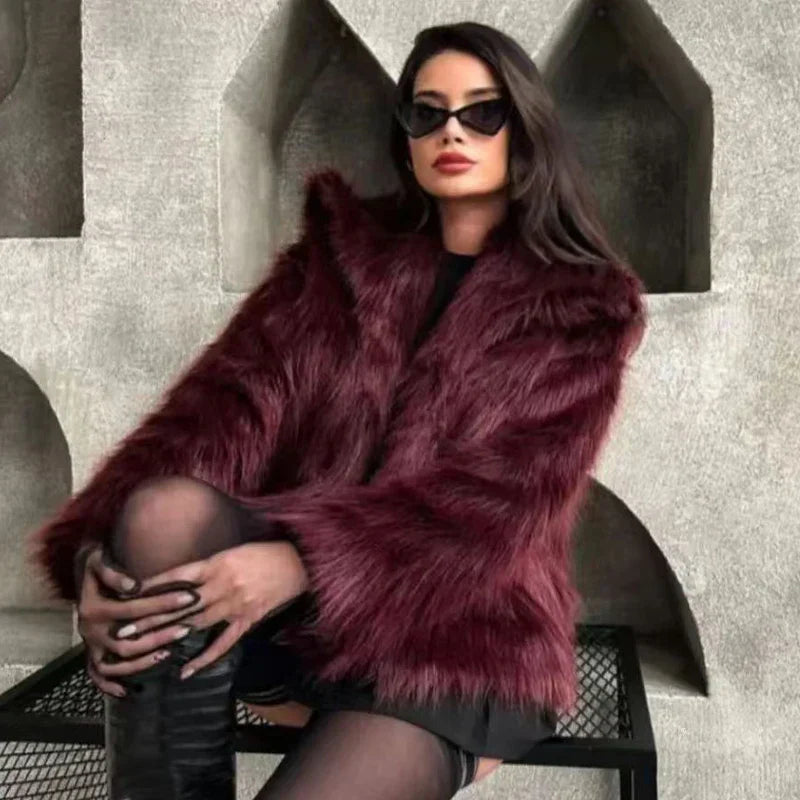 Fur Coat Burgundy