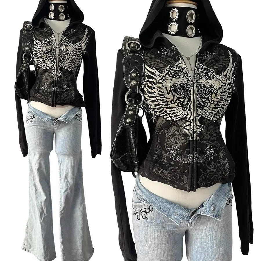 Gothic Hooded Pullover Black