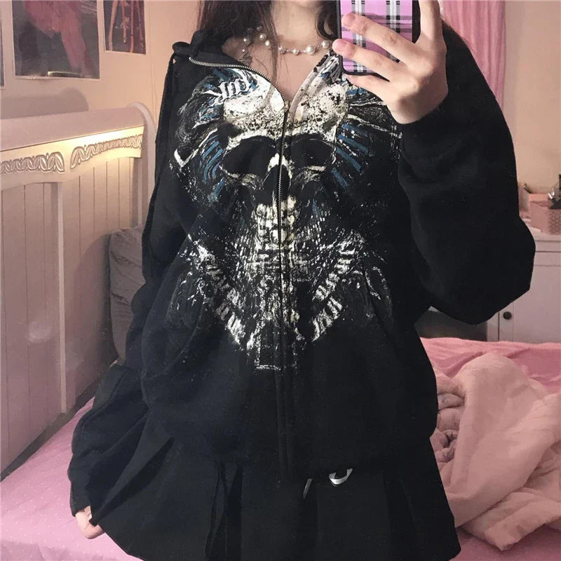 Skull Hooded Sweatshirt Black