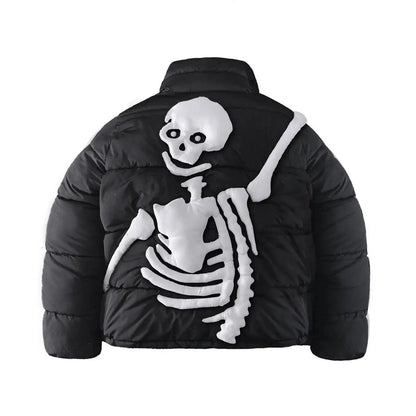Skeleton Puffer Jacket Black