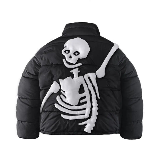 Skeleton Puffer Jacket Black