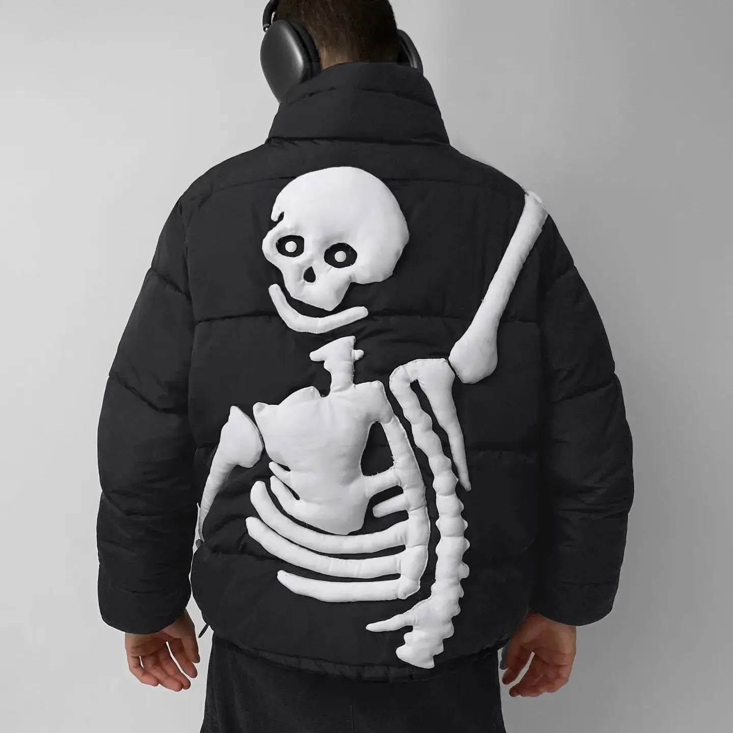 Skeleton Puffer Jacket Black