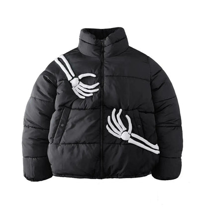 Skeleton Puffer Jacket Black