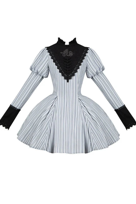 [pre-order] Stripe Lolita Dress + Apron + Necklace + Ribbon
