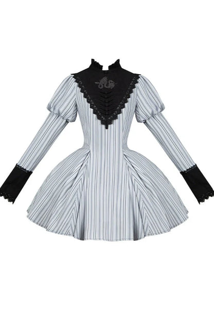 [pre-order] Stripe Lolita Dress + Apron + Necklace + Ribbon