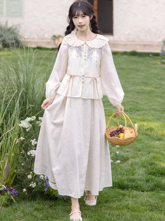 [pre-order] Retro Flower Sweet Top + Long Skirt