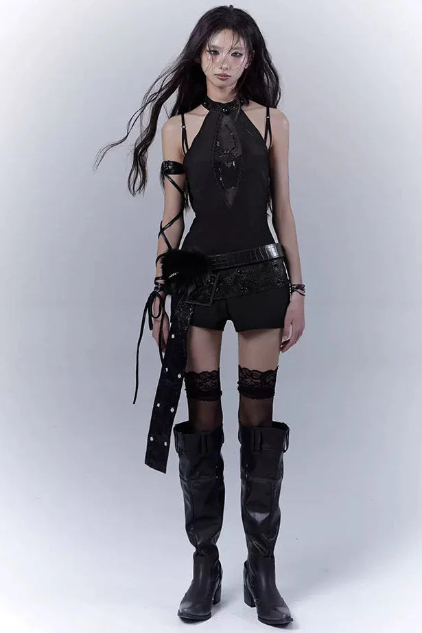 Dark Mode Sleeveless Top + Inner + Belt